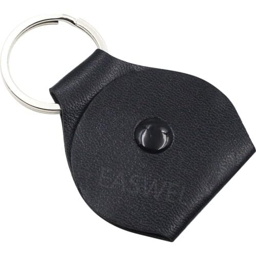 Genuine Leather Keychain Guitar Pick Holder Plectrum Bag Black Case