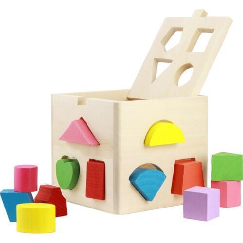 Thirteen hole Baby Kids Wooden Learning Geometry Educational Toys Puzzle Children Early Learning 3D Shapes Wood Jigsaw Puzzles