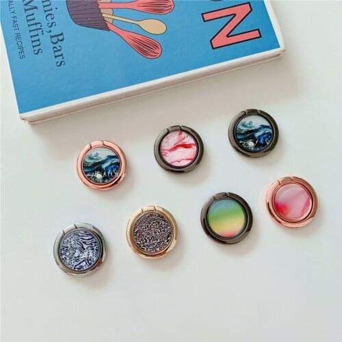 Rainbow Leopard Marble Pattern Phone Ring Holder Stand Kickstand Round Metal Grip Support Holder Universal Smartphones Tablet