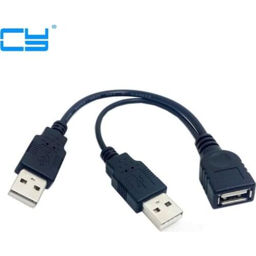 Dupla 2 Portas USB 2.0 cabo de Dados + cabo de Alimentacao Um Macho para feminino Y Splitter Cabo 15 cm para Portatil HDD SSD