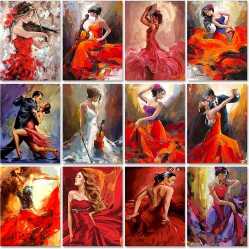 GATYZTOR Woman Painting By Numbers Dance Pictures By Numbers On Canvas Portrait Home Decor Arcylic Oil Painting Hand Paint Kit