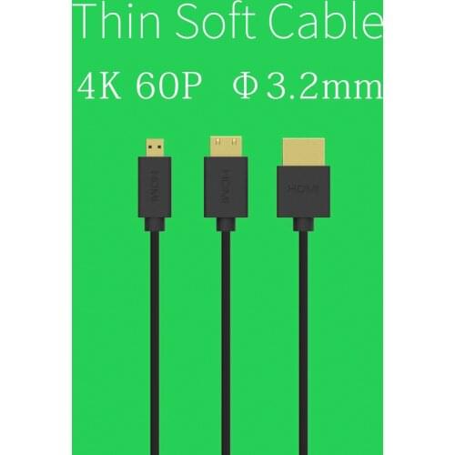HDMI-compatible thin flexible cable HD 4K video data cable SLR micro single camera image transmission display cable SDI camera