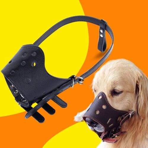 PU Leather Pet Dog Muzzle Adjustable Breathable Mask Anti Bark Bite Chew Safety for Small Large Dogs Mouth Soft Muzzles Training
