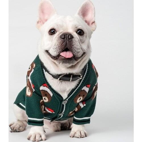 Cardigan Winter Cat Puppy Yorkie Poodle Pomeranian Schnauzer Pug French Bulldog Sweater Christmas Dog Clothes New Year Pet Coat
