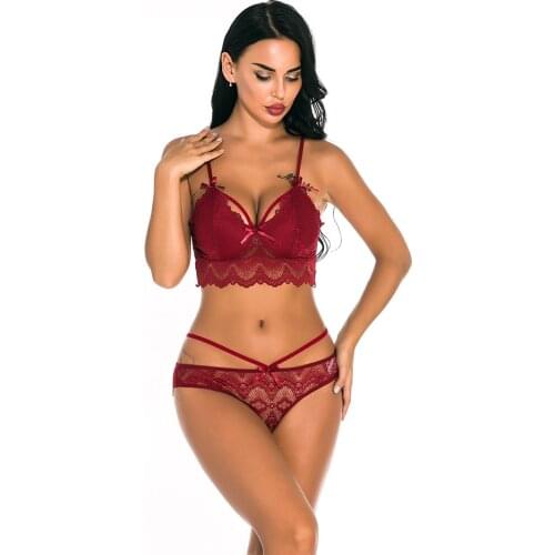 Ultra-thin Underwear Set Push-up Bra and Transparent Panty Sets Embroidery Brassiere Gather Sexy Bra Briefs Lace Lingerie Set