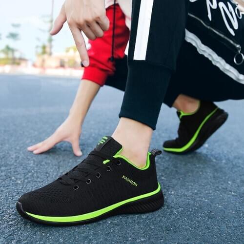 Big Size Summer Lightweight Scarpe Uomo Sports Man Shoes Sport Shoes Men Sneakers Women Running Shoes Men Black Green GMA-0754