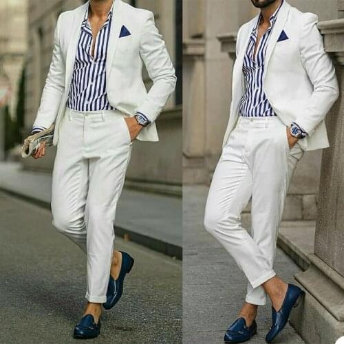 Jacket+Pants) Casual Business Men Suits For Wedding Male Tuxedos Slim Fit Peaked Lapel Terno Masculino Costume Homme Blazer