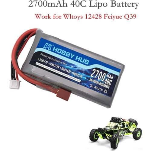 1PCS Rc Lipo Battery 2S 7.4V 2700mah 40C Max 60C For Wltoys 12428 12423 RC Car feiyue 03 Q39 Upgrade parts Battery