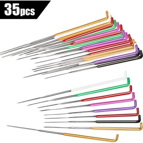 LMDZ 35 Pcs 4 Types Felt Craft Needle Felting Wool Felt Pocked Needles Set Supplies with Felting Needles Color Coded Wool Felt