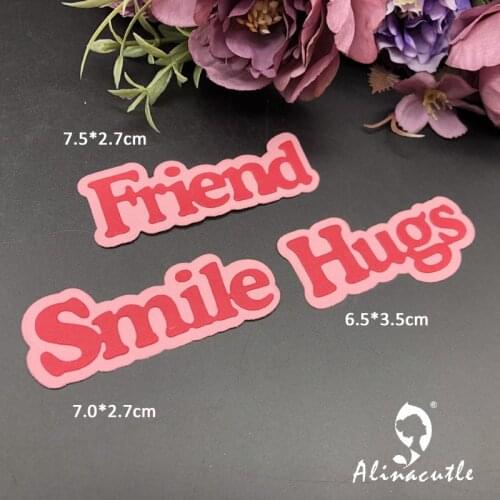 Alinacutle Metal Cutting Dies Cut Letters Friend Smile Hugs Scrapbooking Paper Craft Handmade Album Card Punch Art
