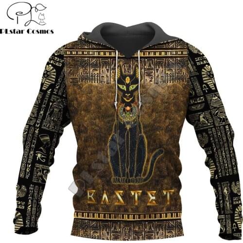 Ancient Egypt Bastet Goddess 3D Printed Mens autumn Hoodie Harajuku Unisex Casual Pullover Streetwear Jacket Tracksuits DK122