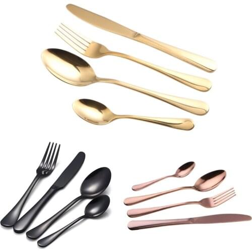 Stainless Steel Cutlery Set Teaspoon Dinner Fork Knife Western Tableware Dinnerware Kitchen Tools