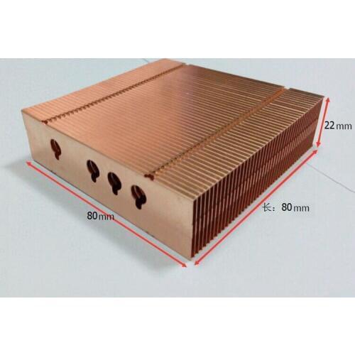 Various Styles 80*80*22mm Pure Copper Radiator Copper Cooling fins Copper fin Can be DIY longer heat sink radiactor fin