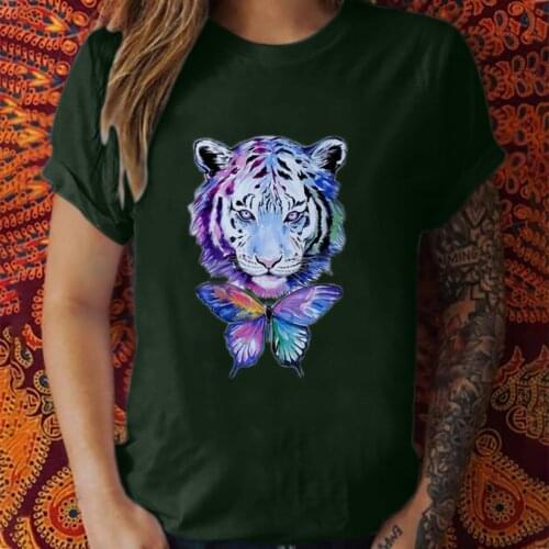 Tiger Pattern Woman Tshirts Women Summer Plus Size Short Sleeve Animal Print O-Neck Top Tee Shirt Femme T-Shirts Mujer Camisetas