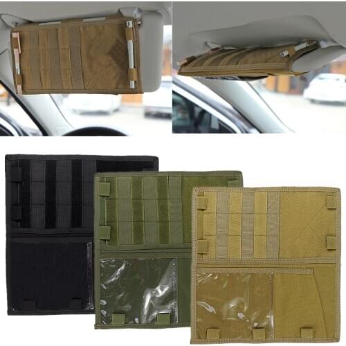 Tactical MOLLE Vehicle Visor Panel EDC Tool Pouch CD Storage Bag Truck Car Sun Visor Organizer Double-sided Holder