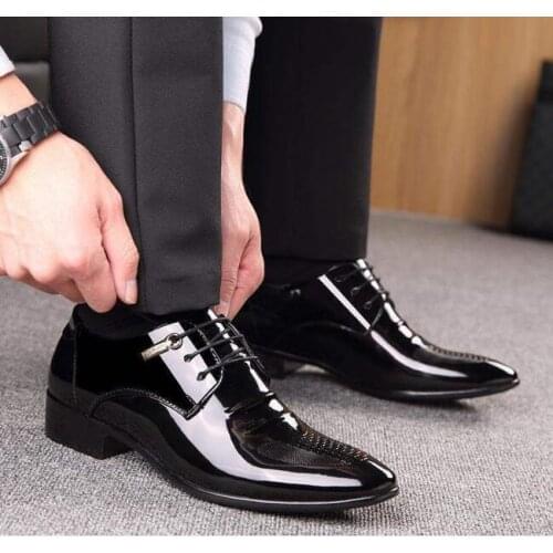 New Business Luxury OXford Shoes Men Breathable Patent leather Rubber Formal Dress Shoes Male Office Party Wedding Shoes