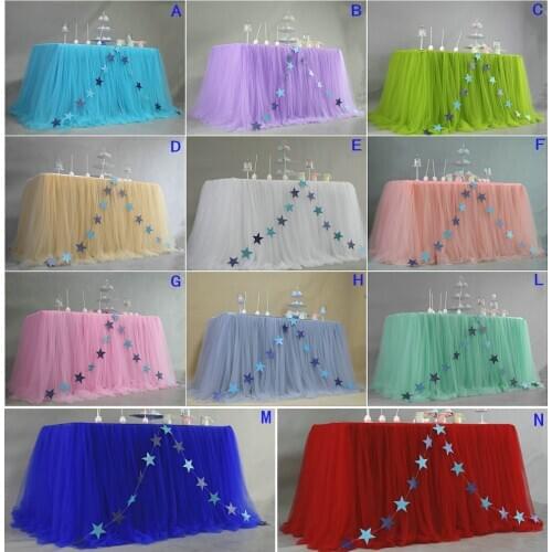 Tulle Table Skirt for Wedding Decor Birthday Baby Shower Party Decor Tablecloth Three Layer Ice Silk Fabric