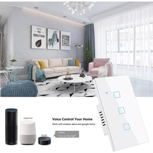 1/2/3/4 Gang TUYA WiFi Smart Touch Switch 100-240V Home Wall Button For Alexa And Google Home Assistant US Smart Home 2021