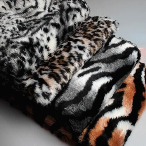 Highgrade leopard print 2cm plush faux plush fur fabric for winter coat vest Fur collar 160*50cm long hair plush fur tissu telas
