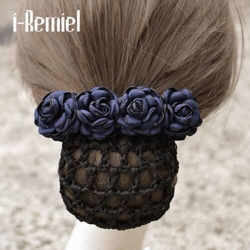 I-Remiel Flower Stylish Hairgrips Hair Cover Ribbon Bowknot Bow Bun Net Snood Crochet Jewelry Hair Clips For Women Women Lady