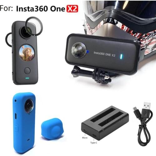 Insta360 one x2 Lens Guards Protection Silicone Case Soft Cover Shell Charger Helmet chin support for ONE X2 Accessories