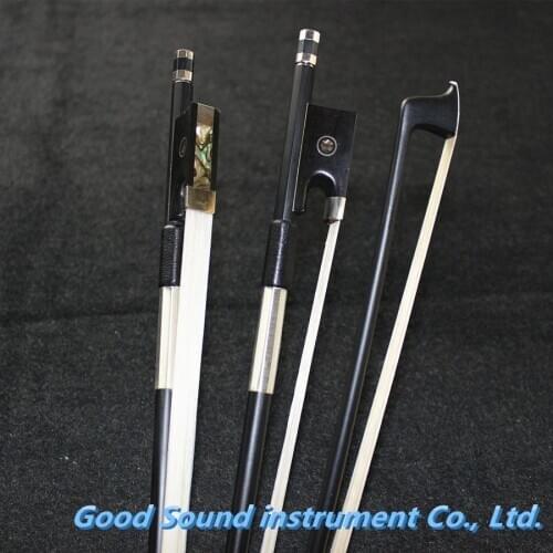 1 pcs New violin bows 4/4 full size black Carbon fiber white horse hair