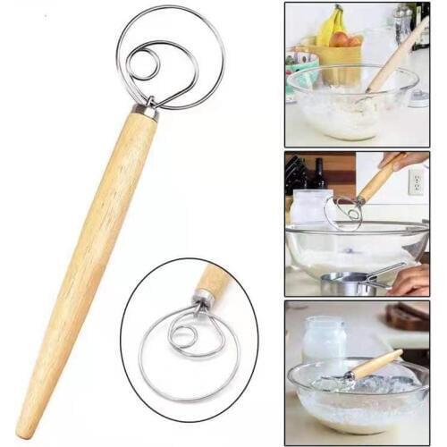 13 Inch Creative 304 Stainless Steel Dough Whisk Blender Cake Bread Pastry Batter Mixer Stick Egg Beater Kitchen Baking Tools