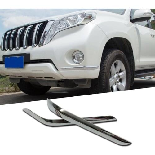 2Pcs ABS Chrome Front Corner Trim Bumper Guard Molding Sill Cover Trim For Toyota Land Cruiser 150 Prado LC150 FJ150 2010-2019