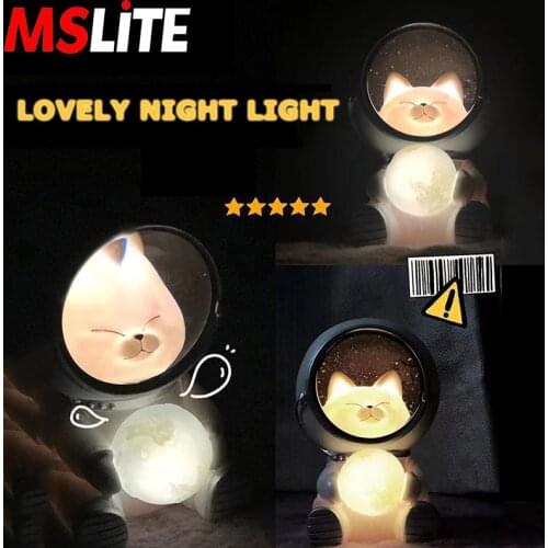 2021 Best Gift for Girlfriend Cute Star Astronaut Animal Shape Night Light Cartoon Cat Desktop Lamp Mini Home Decoration