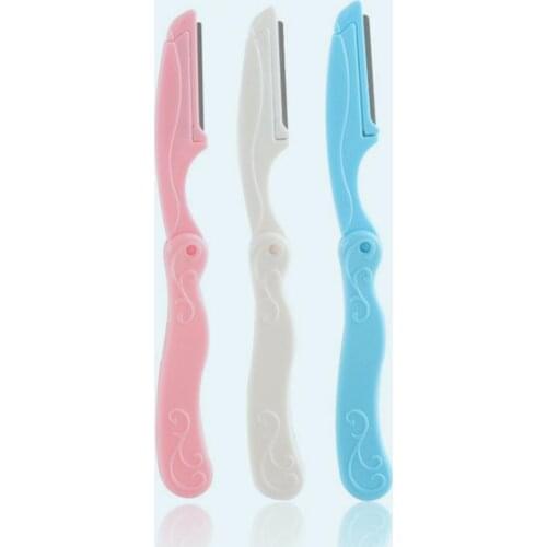 3Pcs Eyebrow Shaver Foldable Labor-saving Stainless Steel Manual Facial Eyebrow Razor Supplies for Home