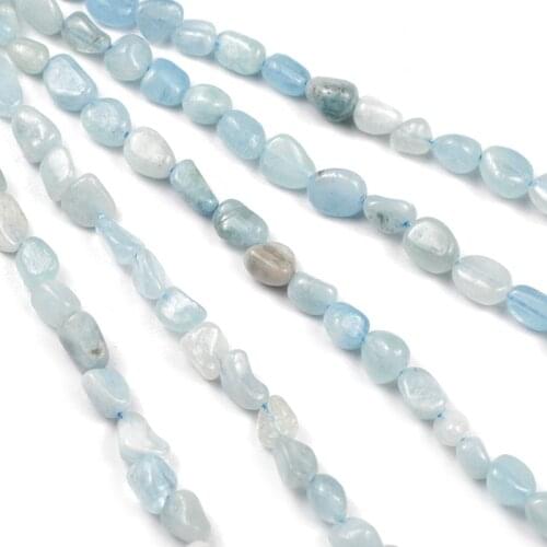 4~8mm Irregular Natural Blue Aquamarina Stone Beads Charm Gravel Spacer Loose beads for Jewelry Bracelet Earring Making DIY 15