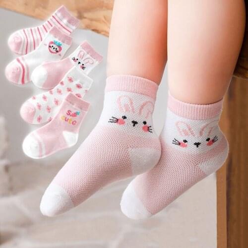 5Pairs/lot 1-5Y Kids Socks Summer Cotton Cartoon Animal Kids Socks Carrot Baby Girl Mesh Cute Newborn Boy Toddler Children Socks