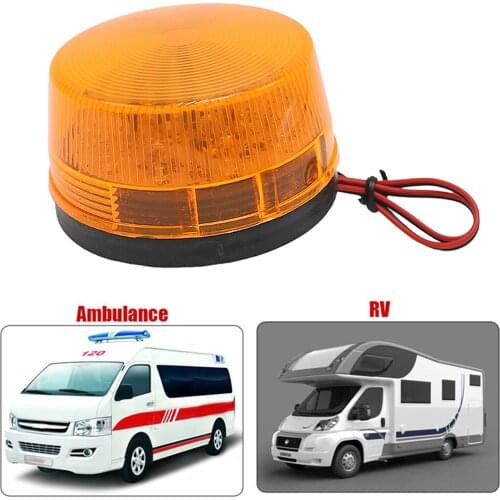 Amber 15 LED Emergency Warning Strobe Beacon Light, Safety Caution Lights with Magnetic Mount, for 12V Vehicle Truck