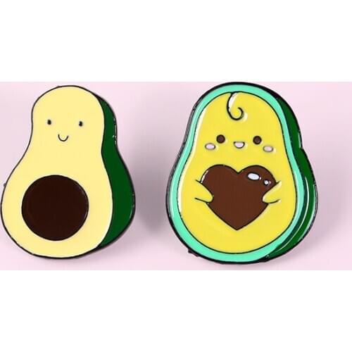 Avocado Enamel Pin Chocolate Heart Avocado Badge Brooch Funny Cartoon Fruit Badges Lapel Clothes Plant Jewelry Gifts