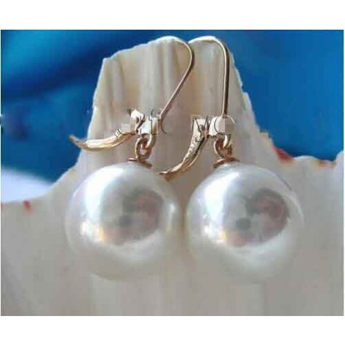 Free shipping Details about natural huge 10-11mm AAA++south sea round gold pearl dangle earrings