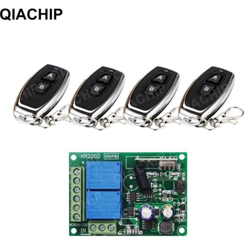 QIACHIP 433Mhz Wireless Remote Control Switch 220V 2CH 10A Relay Receiver Module RF Realy Transmitter With 433Mhz Remote Control