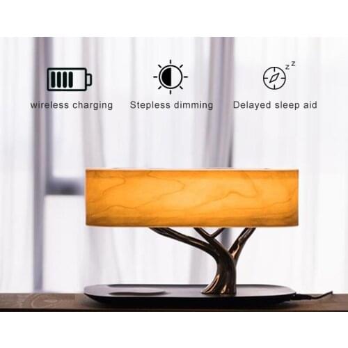 Tree of Table Lamp Music Bluetooth Speaker WiFi Bed Lamp Led Light Mobile Phone Wireless Charging(QI) for Living Room