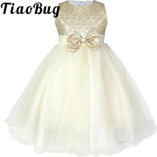 2-14 Knee-Length Kids Sequin Flower Girls Dress Kids Pageant Party Wedding Ball Gown Prom Princess Formal Occassion Girls Dress