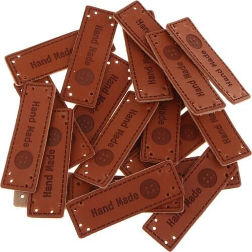 20x PU Leather Label Handmade Embossed Tag Embellishment Knit DIY Clothing Accessories