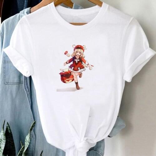 Genshin Mpact Klee Women T Shirt For Feminine Oversized 2021 Summer Short Print T-Shirt Tops Short Sleeve Girl Sporting Clothes