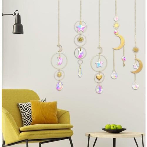 Crystal Prism Moon Sun Star Window Hanging Decoration Home Decor Housewarming Gift
