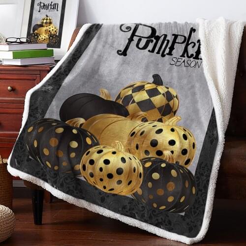 Pumpkin Texture Retro Checkered Polka Dot Throw Blanket Soft Fleece Blankets Winter Blanket Portable Picnic Blankets Bedclothes