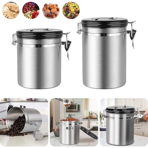 Coffee Canister Airtight Stainless Steel Storage Container Coffee Jar with Scoop Day Traker for Ground Tea Flour Cereal Sugar