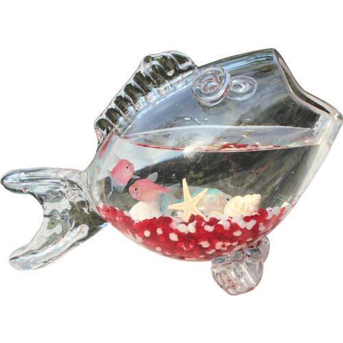 Creative fish-shaped glass fish tank aquarium Thick translucent non-toxic lead-freemini goldfish tank fish tank Not fragile