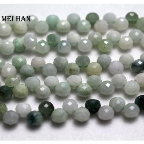 Meihan Free shipping Natural 6 mm Burma Jadeite Faceted Teardrop Loose Beads for jewelry making design or DIY