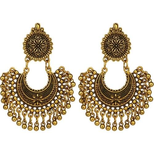 Metal Tassel Jhumka Indian Ethnic Bollywood Dangle Earrings Fashion Jewelry
