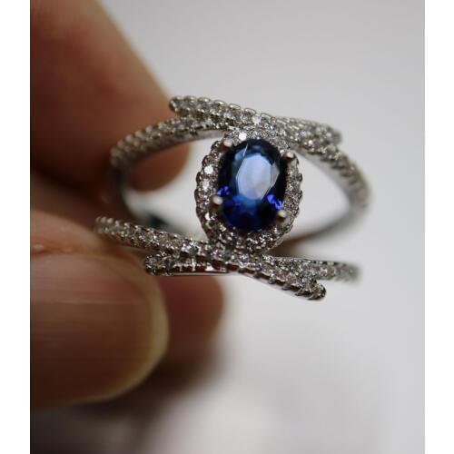 Fashion vintage blue stone Rings for women New trendy retro cubic Zirconia Ring classic copper Rings male female engagment gift