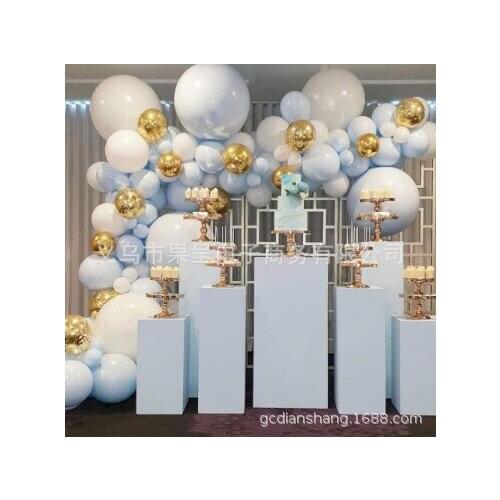 Macaron Blue Platinum Balloon Chain Set Latex Balloon Birthday Party Cocktail Party Decoration and Arrangement Balloon Set