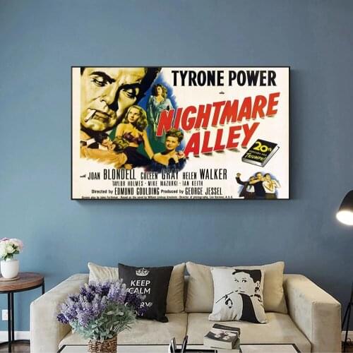 Nightmare Alley (1947) Poster Film Noir Wall Decor Print Tyrone Power, Joan Blondell, Coleen Gray, and Helen Walker Art Gift