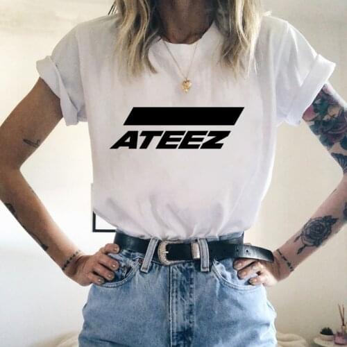 New Women T-shirt Kpop Group ATEEZ Top Female T Shirts Harajuku 90s Cartoon Streetwear Ladies Short Clothes